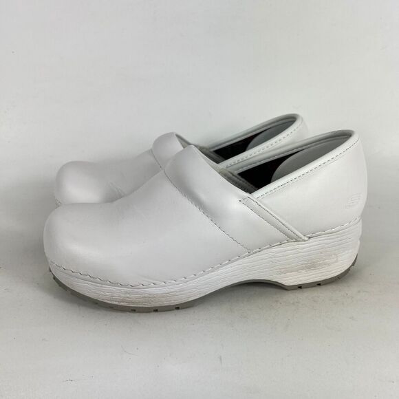 Skechers Work Clogs Candaba Women 8.5 White Leather Slip-Resistant Comfort 77227 - Picture 5 of 10